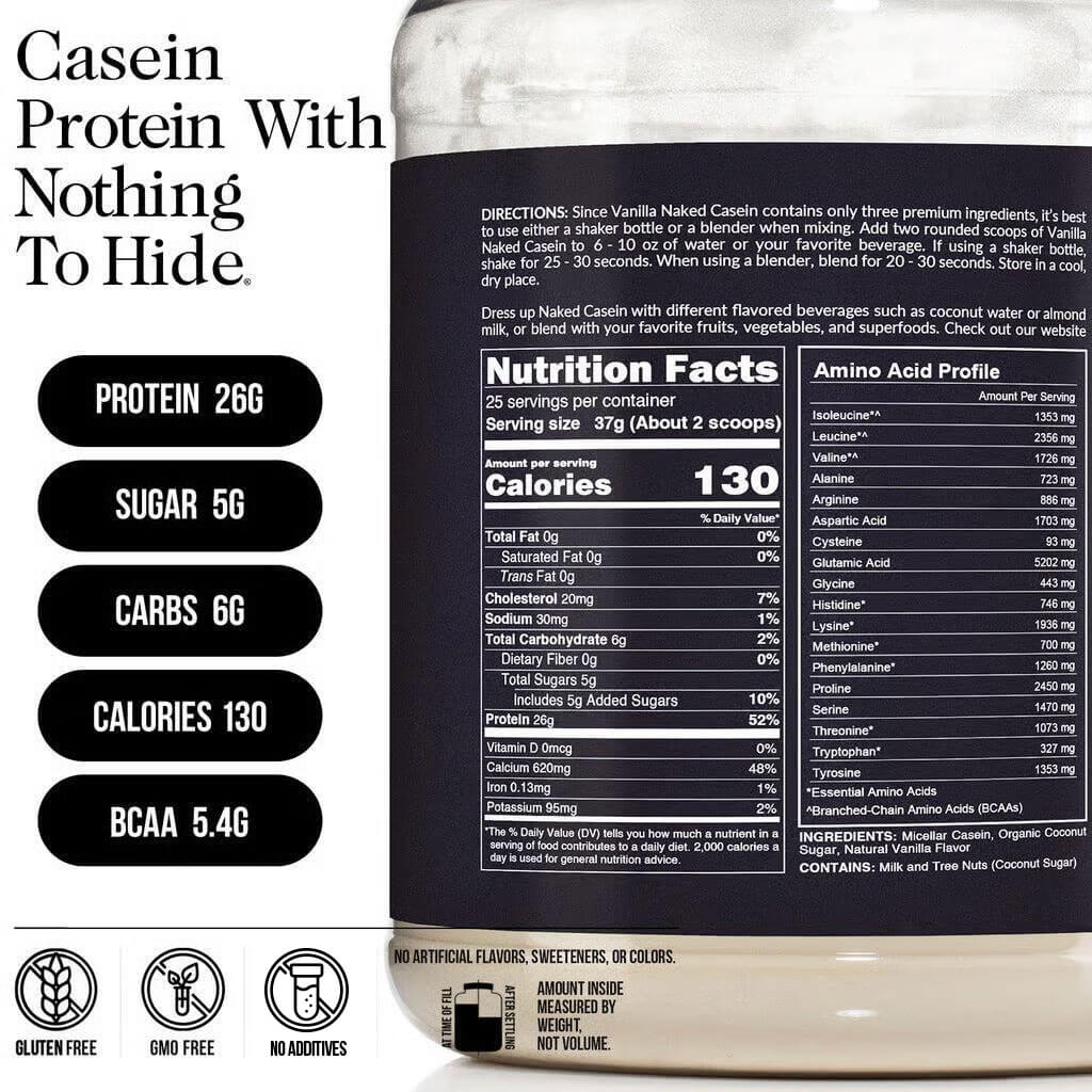 Vanilla Casein Protein Powder - Vanilla, Steady Release Protein Nutrition