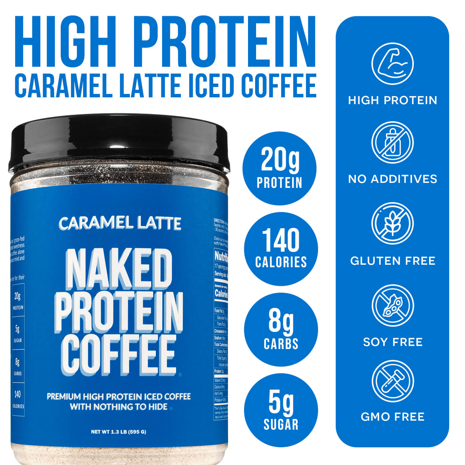 Caramel Latte Protein Iced Coffee - Caramel Latte, Minimal Ingredient Health Support