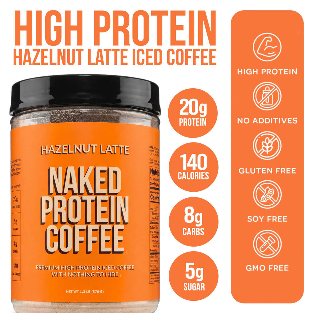 Hazelnut Latte Protein Iced Coffee - Hazelnut Latte, Minimal Ingredient Health Support