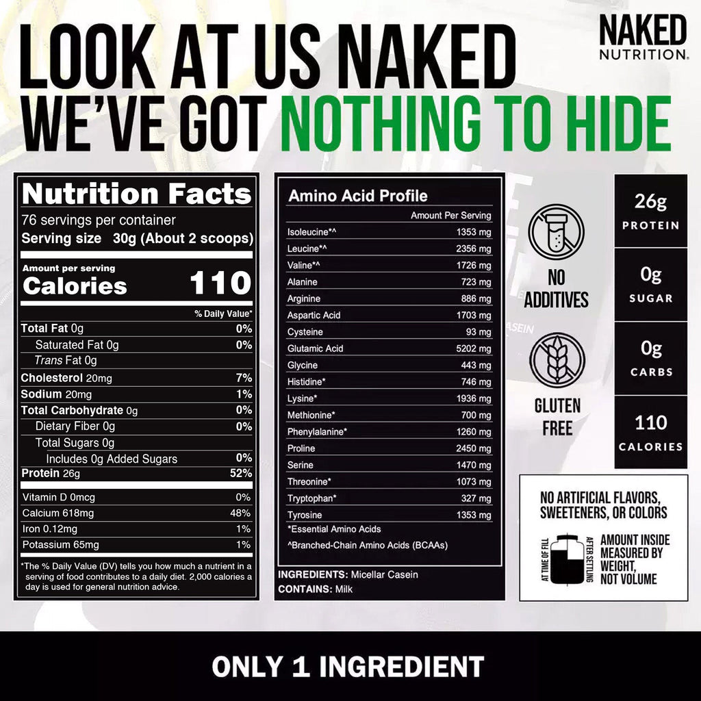 Micellar Casein Protein Powder - Unflavored, Steady Release Protein Nutrition