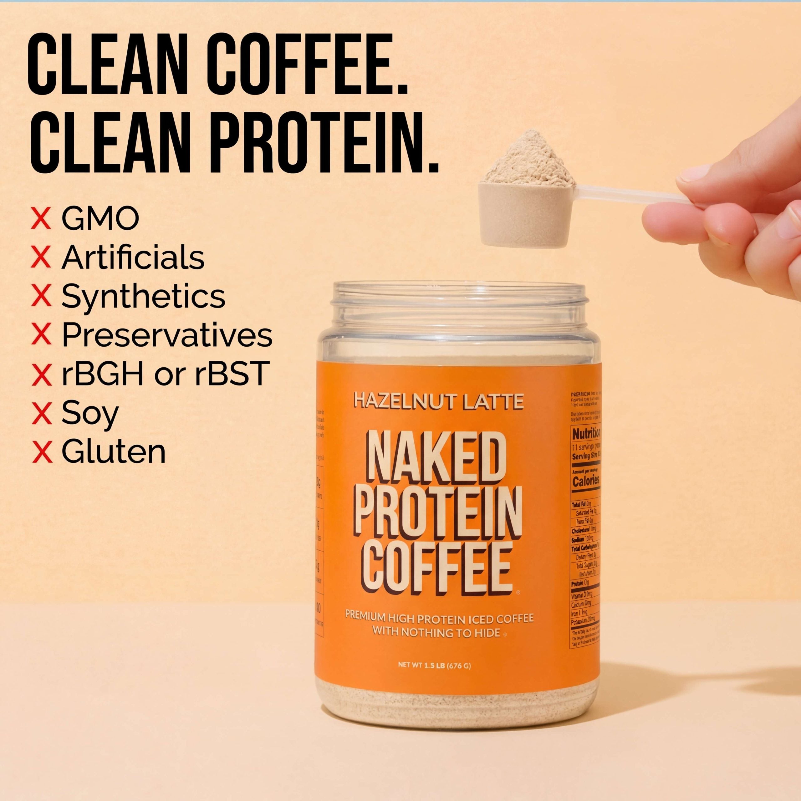 Hazelnut Latte Protein Iced Coffee - Hazelnut Latte, Minimal Ingredient Health Support