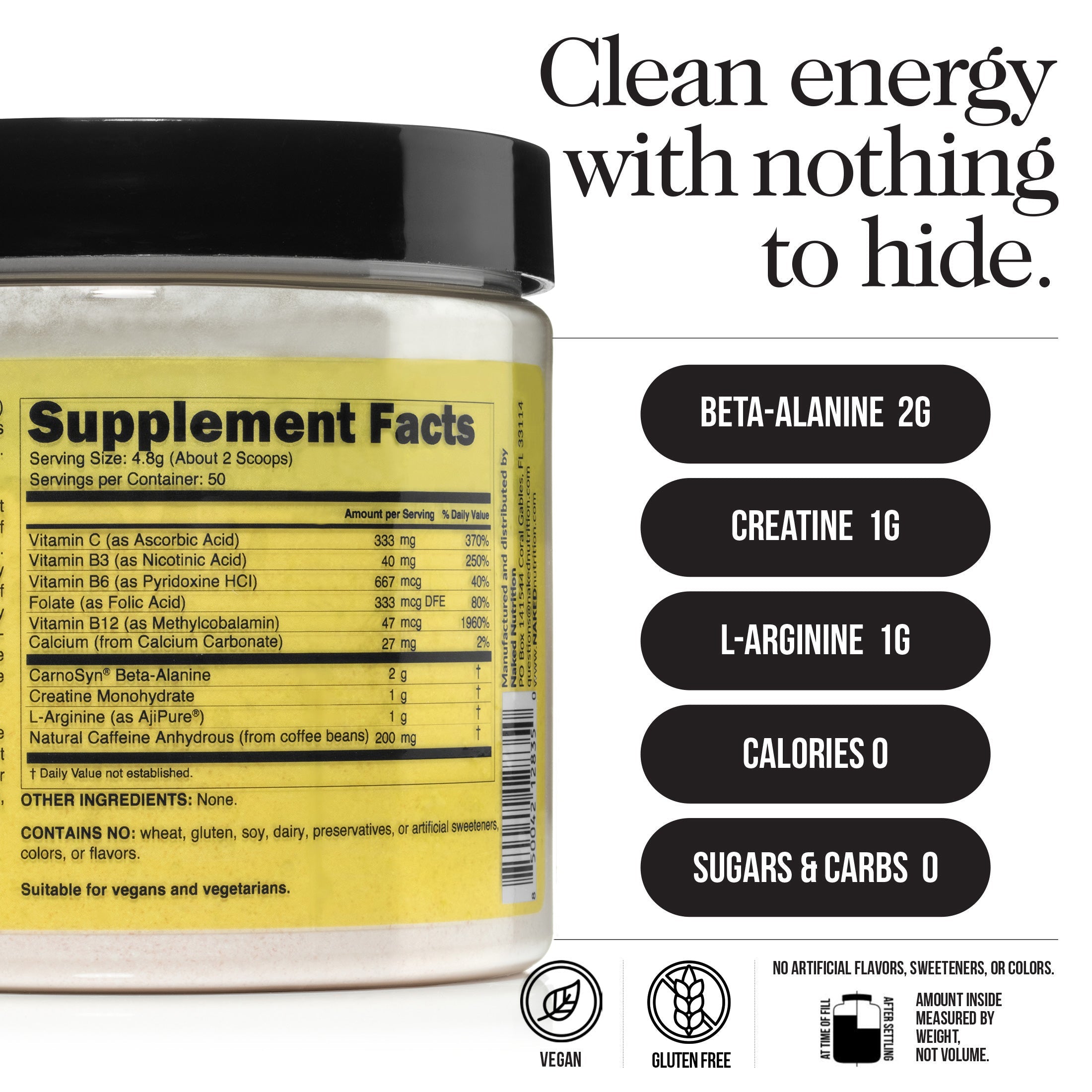 Pre Workout Supplement - Unflavored, Active Performance Support Blend