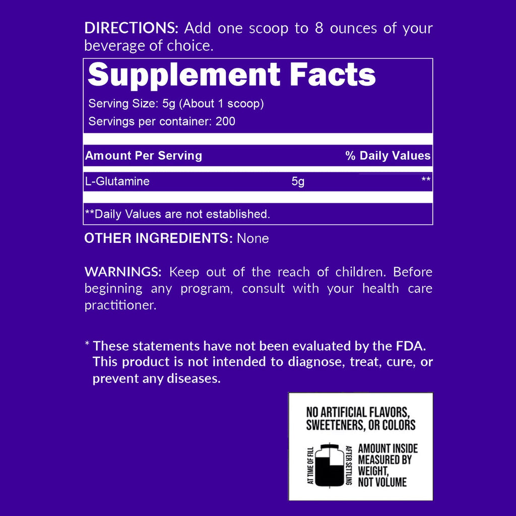 Glutamine Powder - 2.2LB, Easy Mixing Nutrition Support