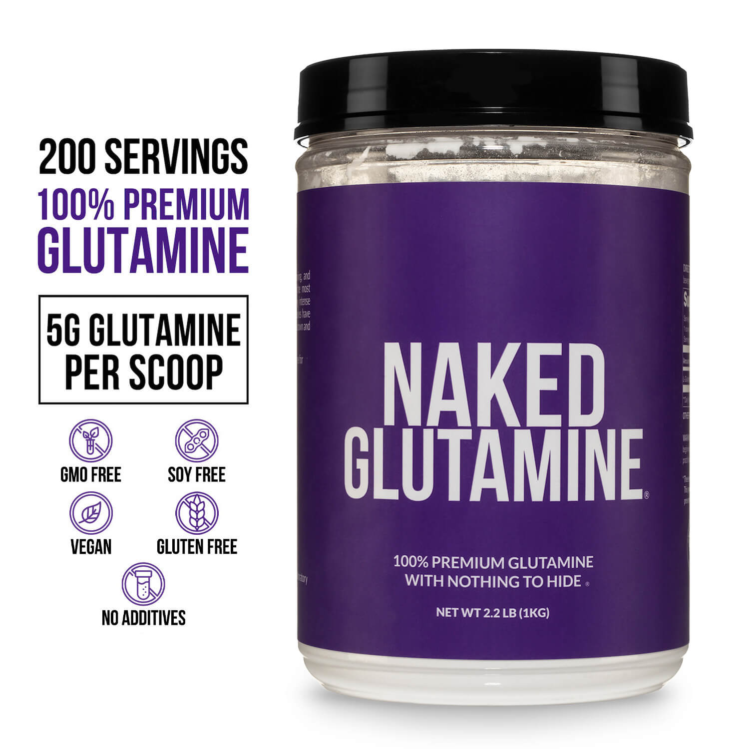 Glutamine Powder - 2.2LB, Easy Mixing Nutrition Support