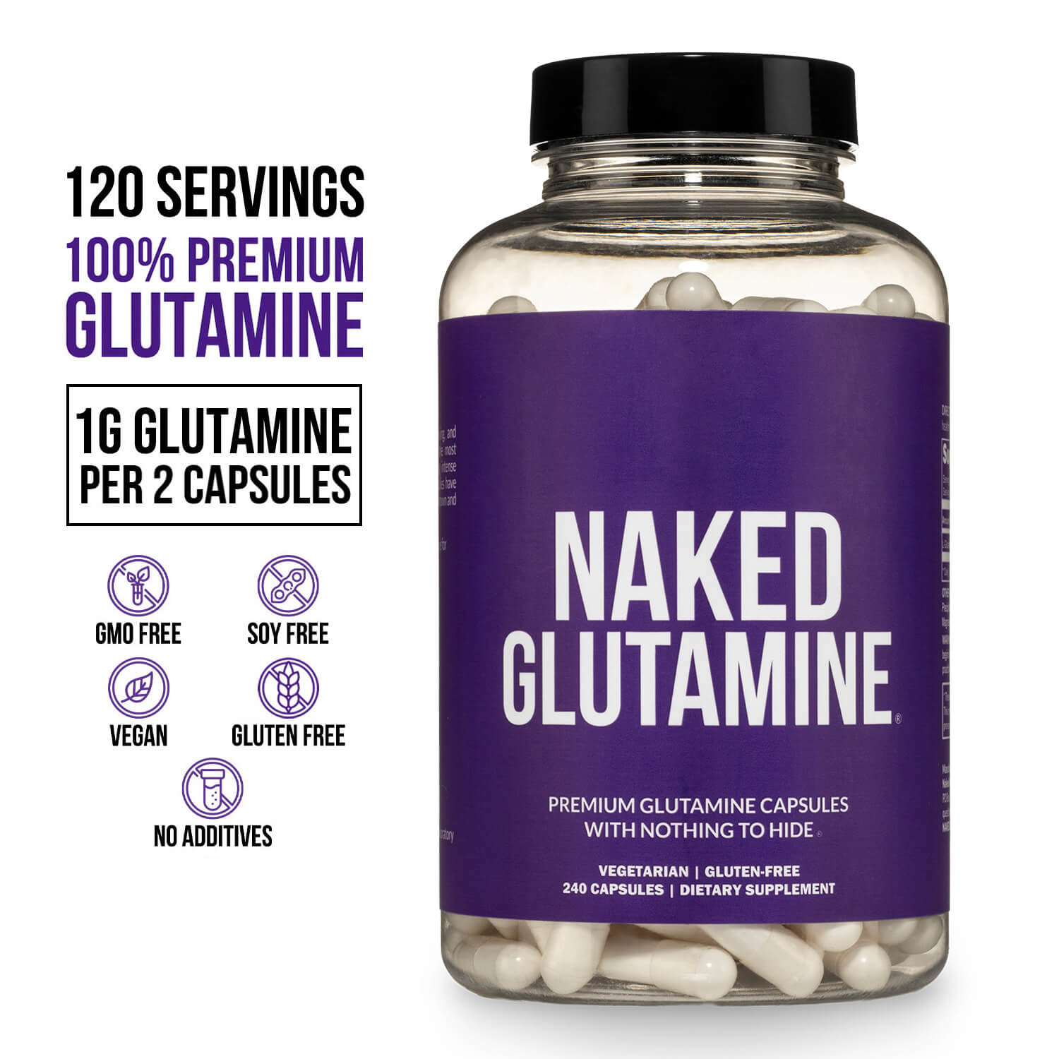 Glutamine Capsules - Capsules, Minimal Ingredient Health Support