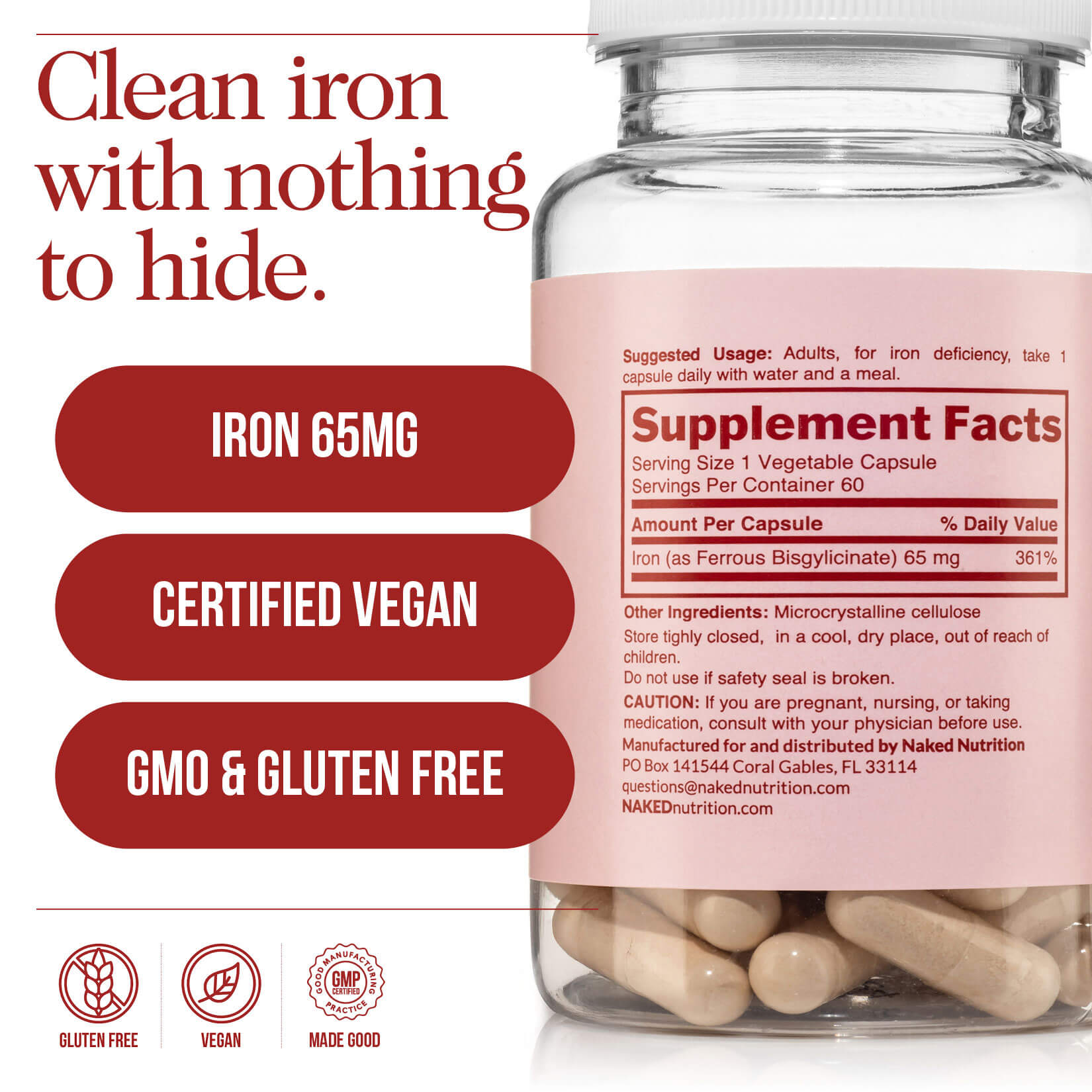 Daily Iron Supplement - Iron, Minimal Ingredient Health Support