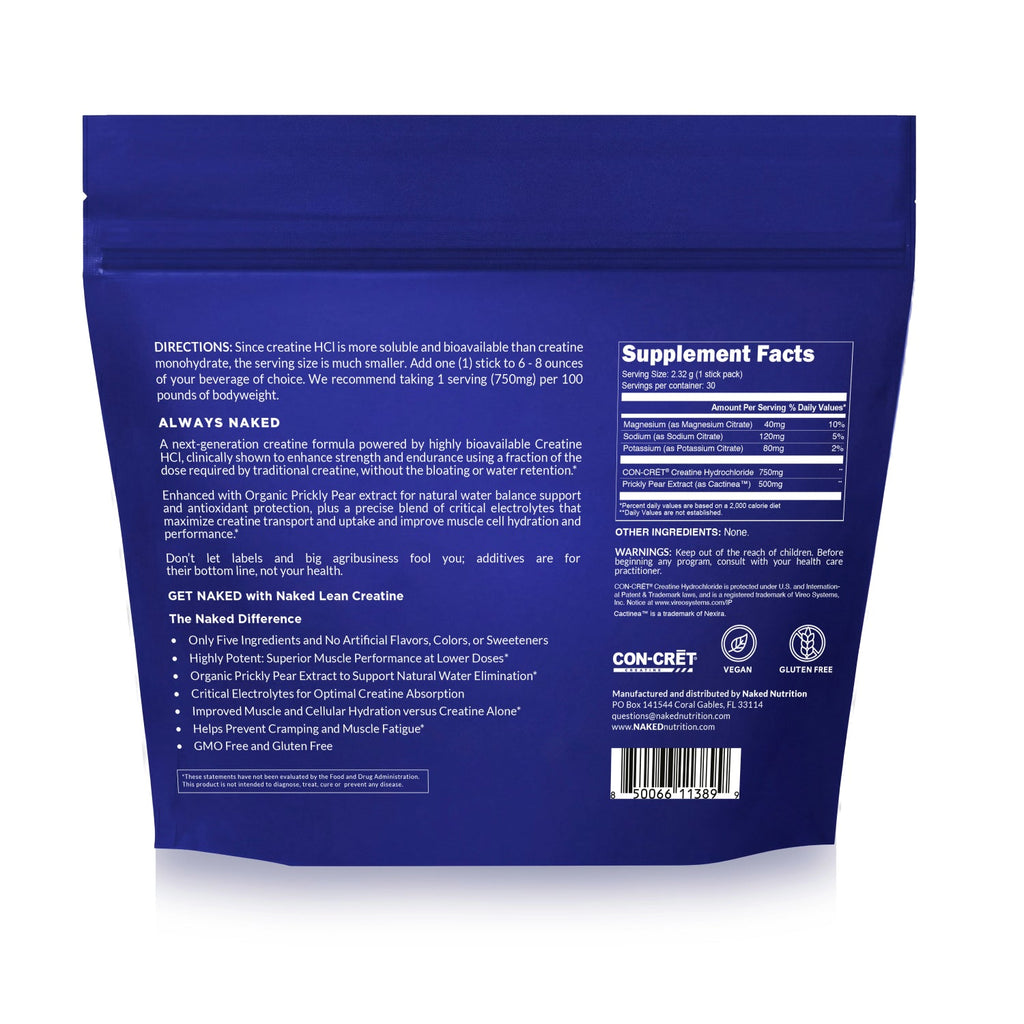 Creatine HCl Travel Packets - Stick Packs, Simple Performance Training Support