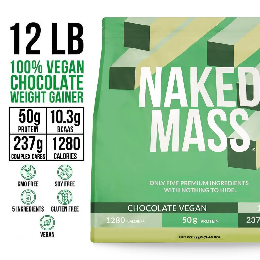 Chocolate Vegan Mass Gainer Supplement - Chocolate (Vegan) 12LB, Daily Calorie Boost Blend