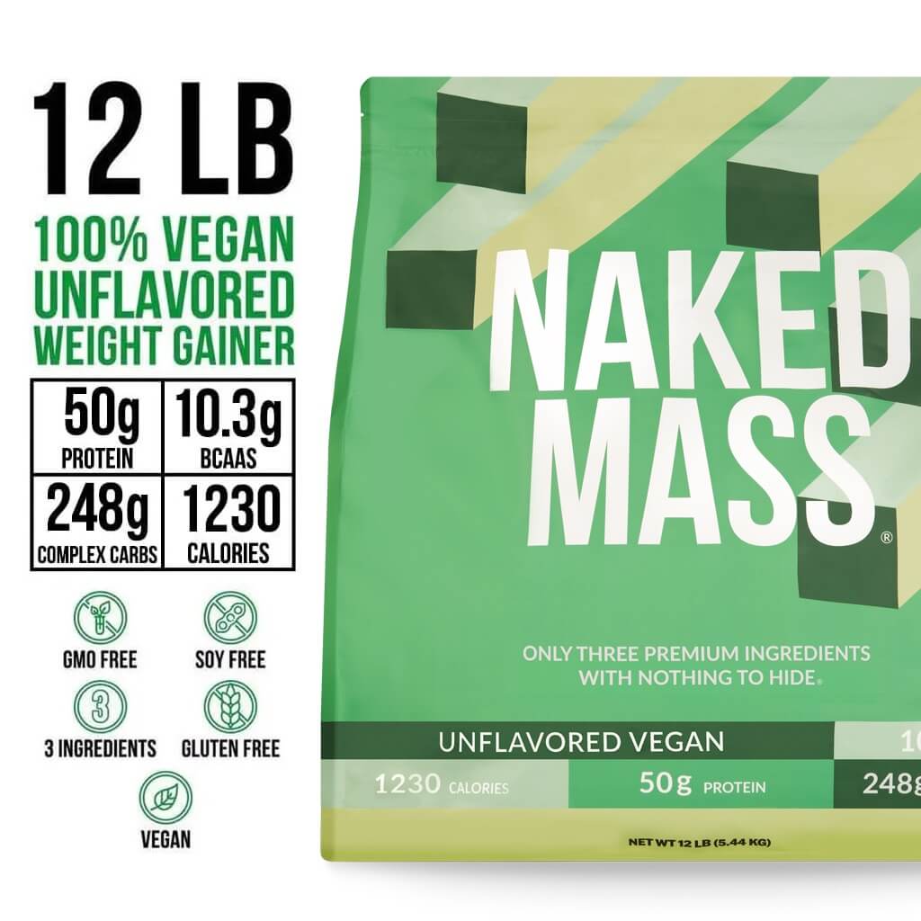 Vegan Mass Gainer Supplement - Unflavored (Vegan) 12LB, Daily Calorie Boost Blend