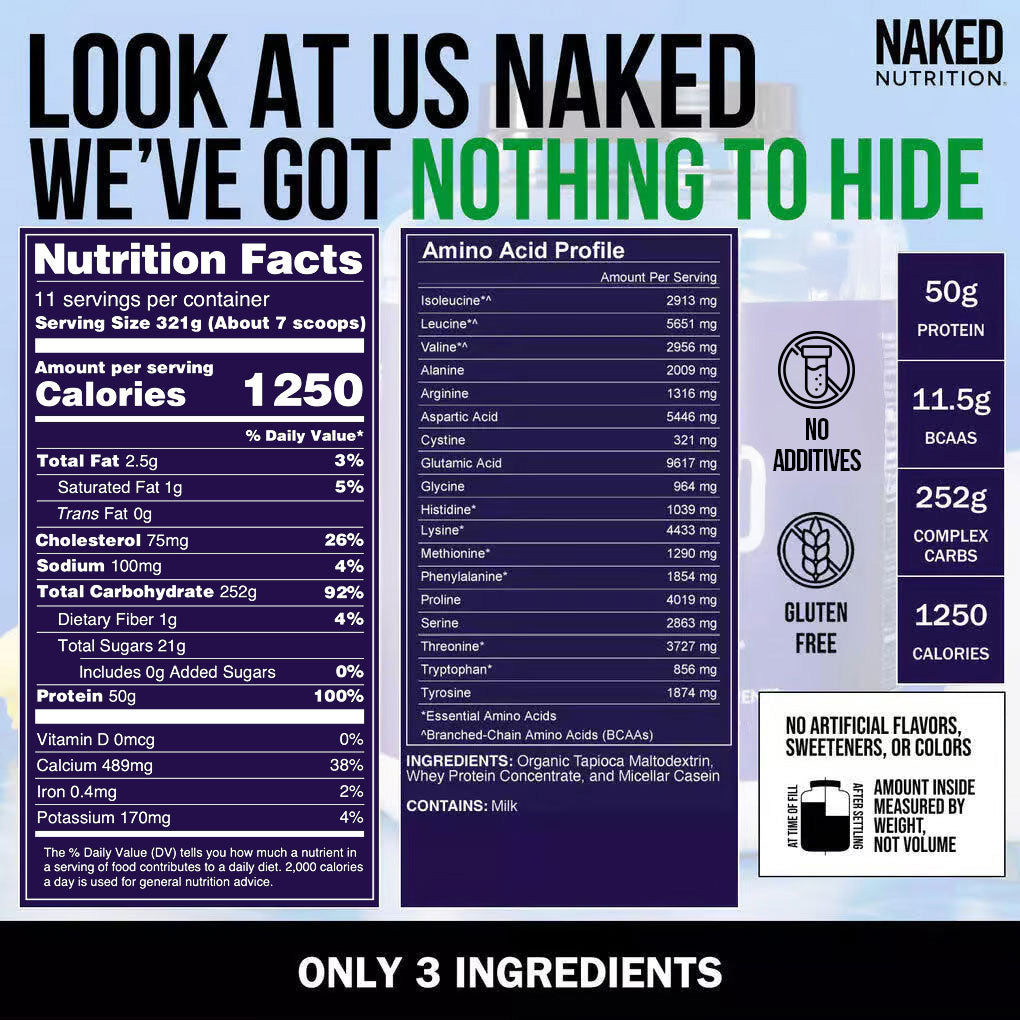 Mass Gainer Protein Supplement - Unflavored, Daily Calorie Boost Blend