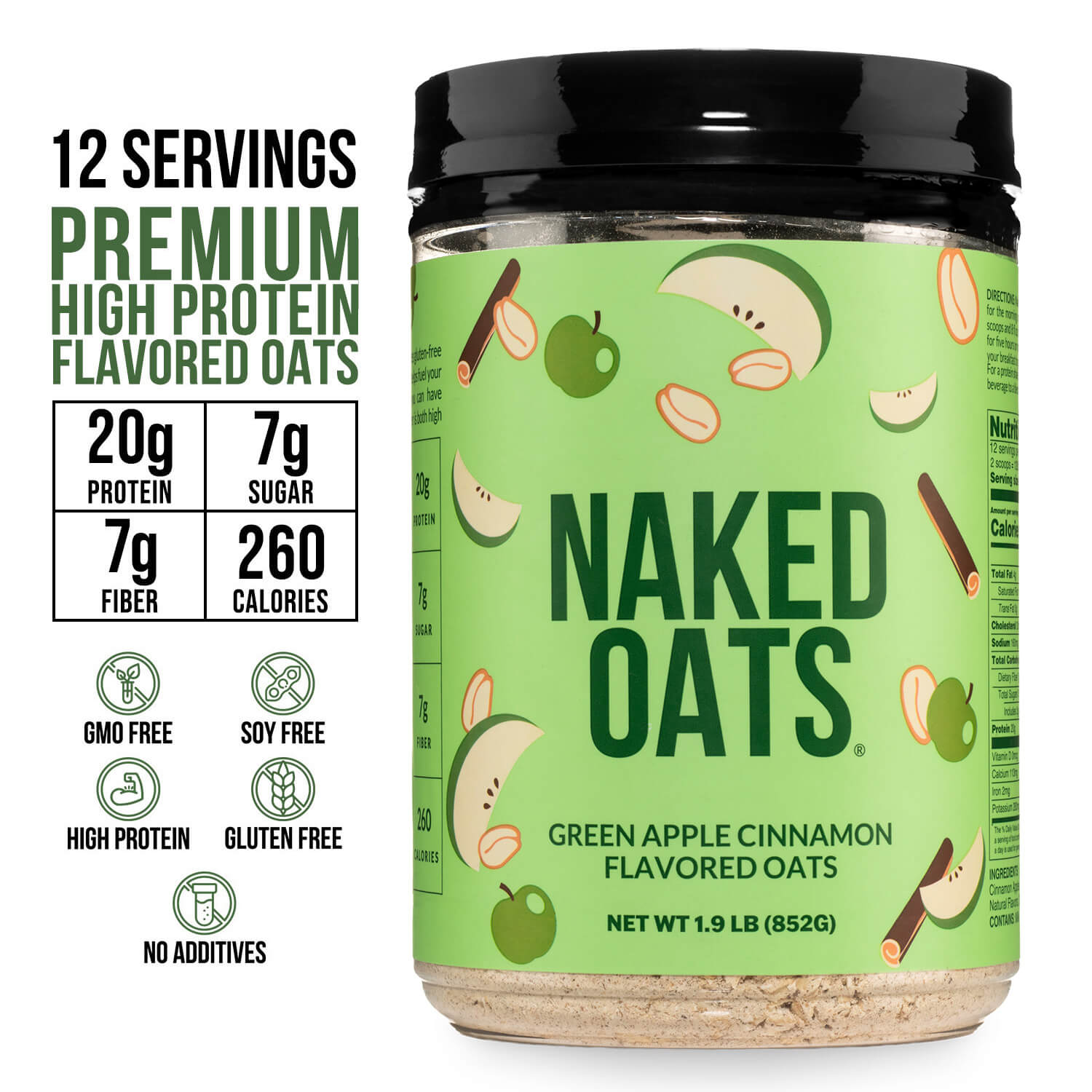 Green Apple Cinnamon Protein Oats - Green Apple Cinnamon, Minimal Ingredient Health Support
