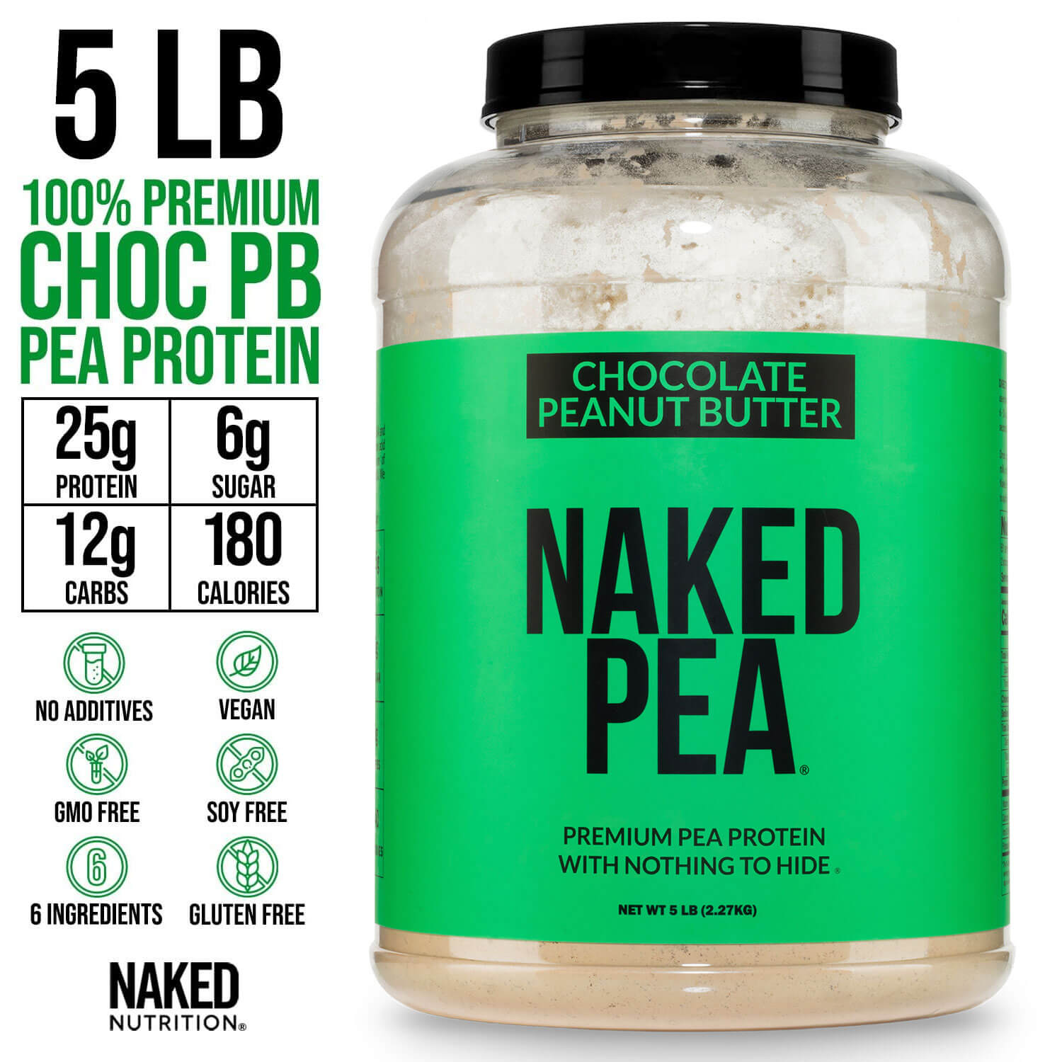 Chocolate Peanut Butter Pea Protein Powder - Chocolate PB, Smooth Plant Protein For Shakes