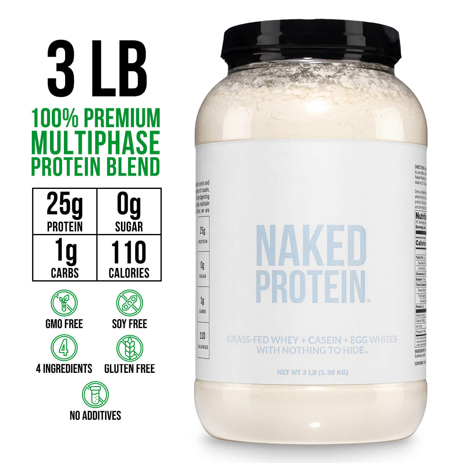Protein Powder Blend - 3LB Egg Whey & Casein Protein Blend - 3LB, Pure Protein For Everyday Use