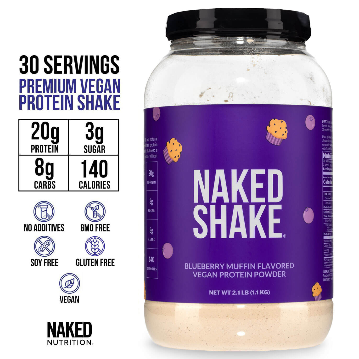 Blueberry Muffin Protein Shake - Blueberry Muffin, Minimal Ingredient Health Support