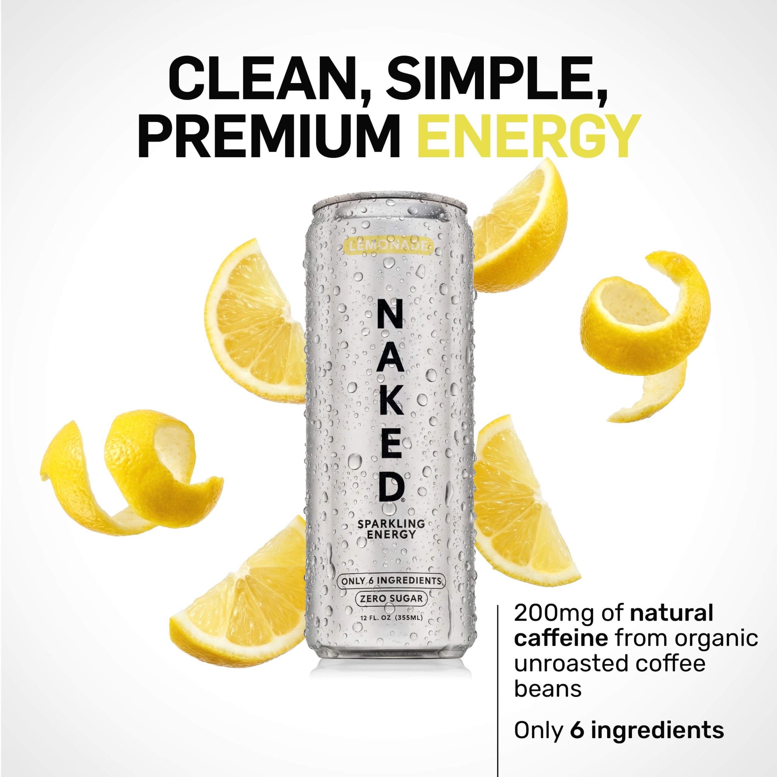 Lemonade Naked Sparkling Energy - Lemonade, Minimal Ingredient Health Support