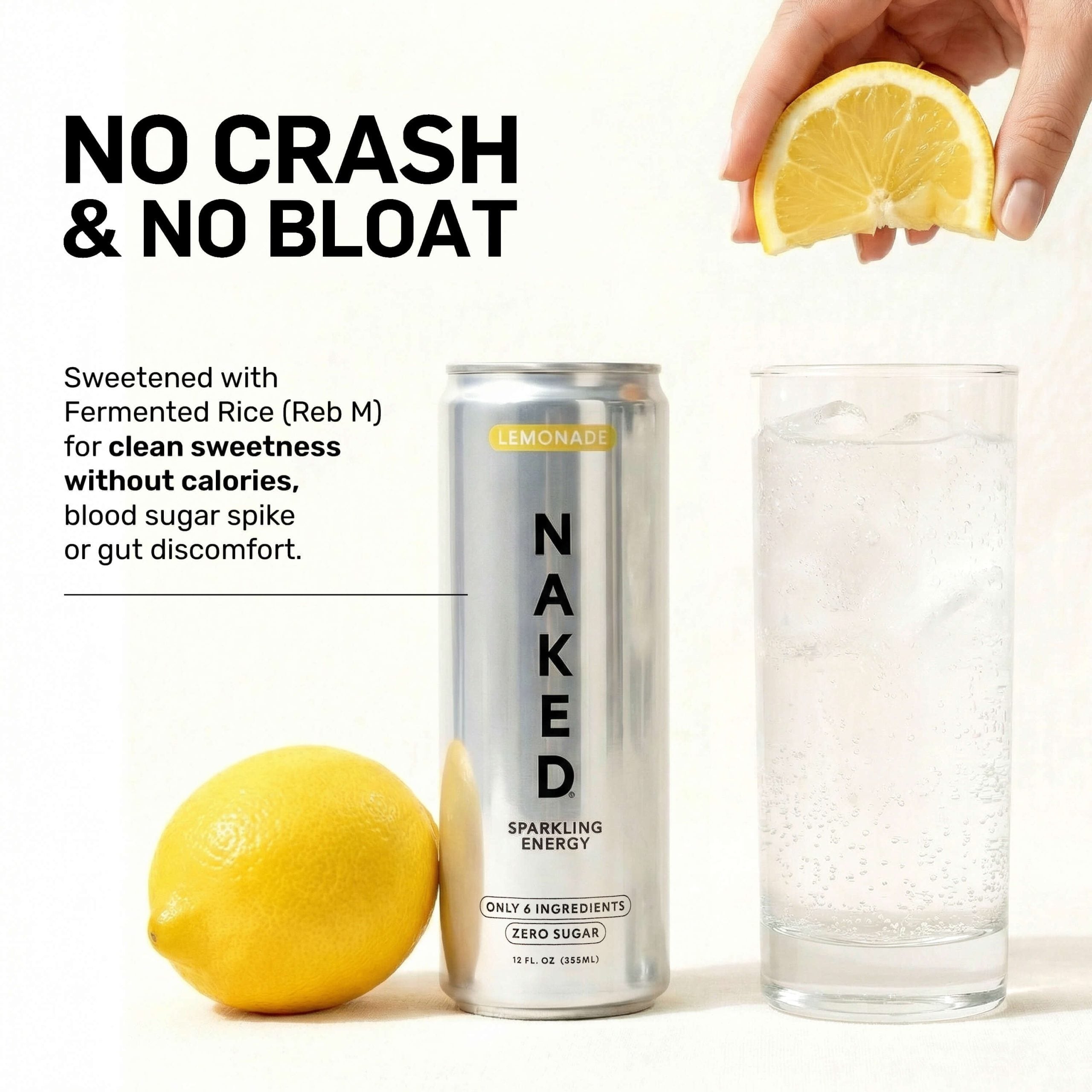 Lemonade Naked Sparkling Energy - Lemonade, Minimal Ingredient Health Support
