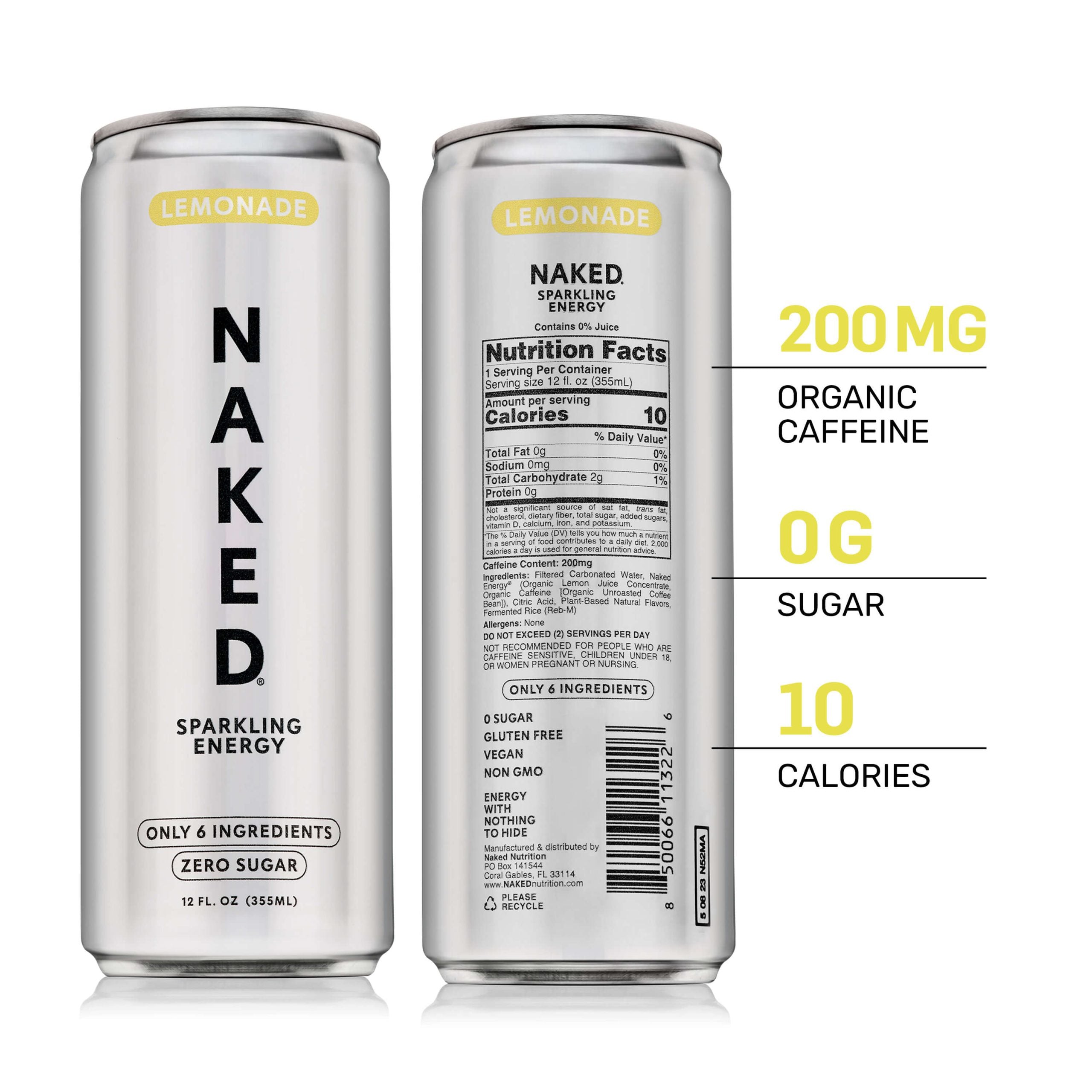 Lemonade Naked Sparkling Energy - Lemonade, Minimal Ingredient Health Support