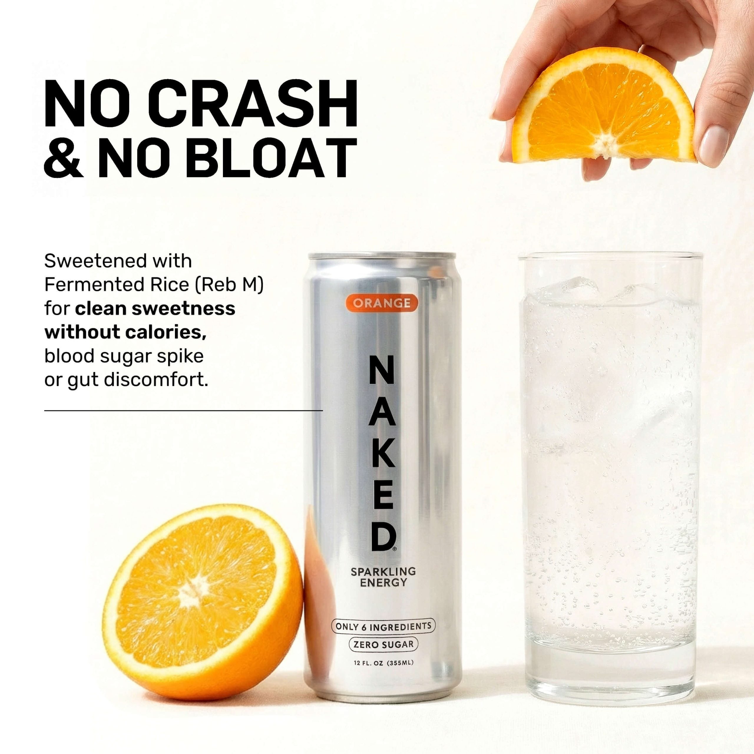 Orange Naked Sparkling Energy - Orange, Minimal Ingredient Health Support