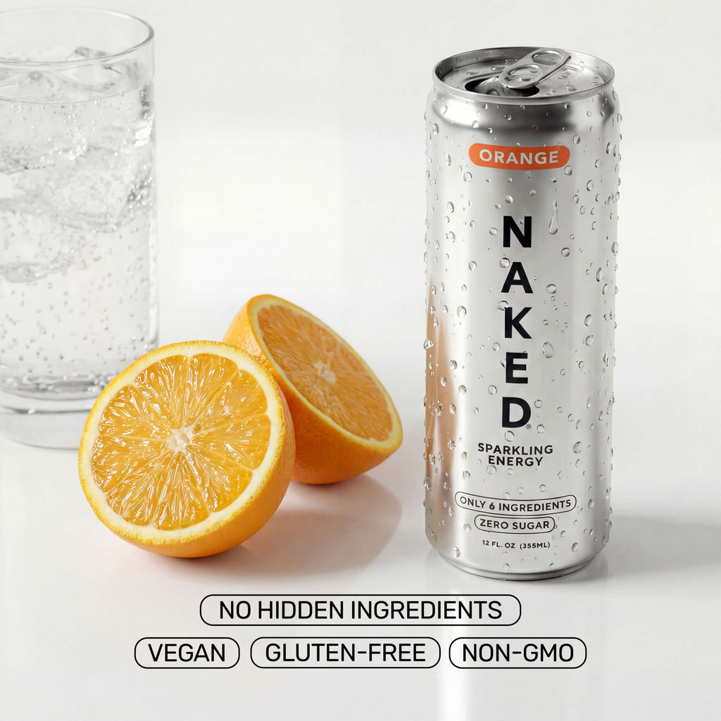 Orange Naked Sparkling Energy - Orange, Minimal Ingredient Health Support