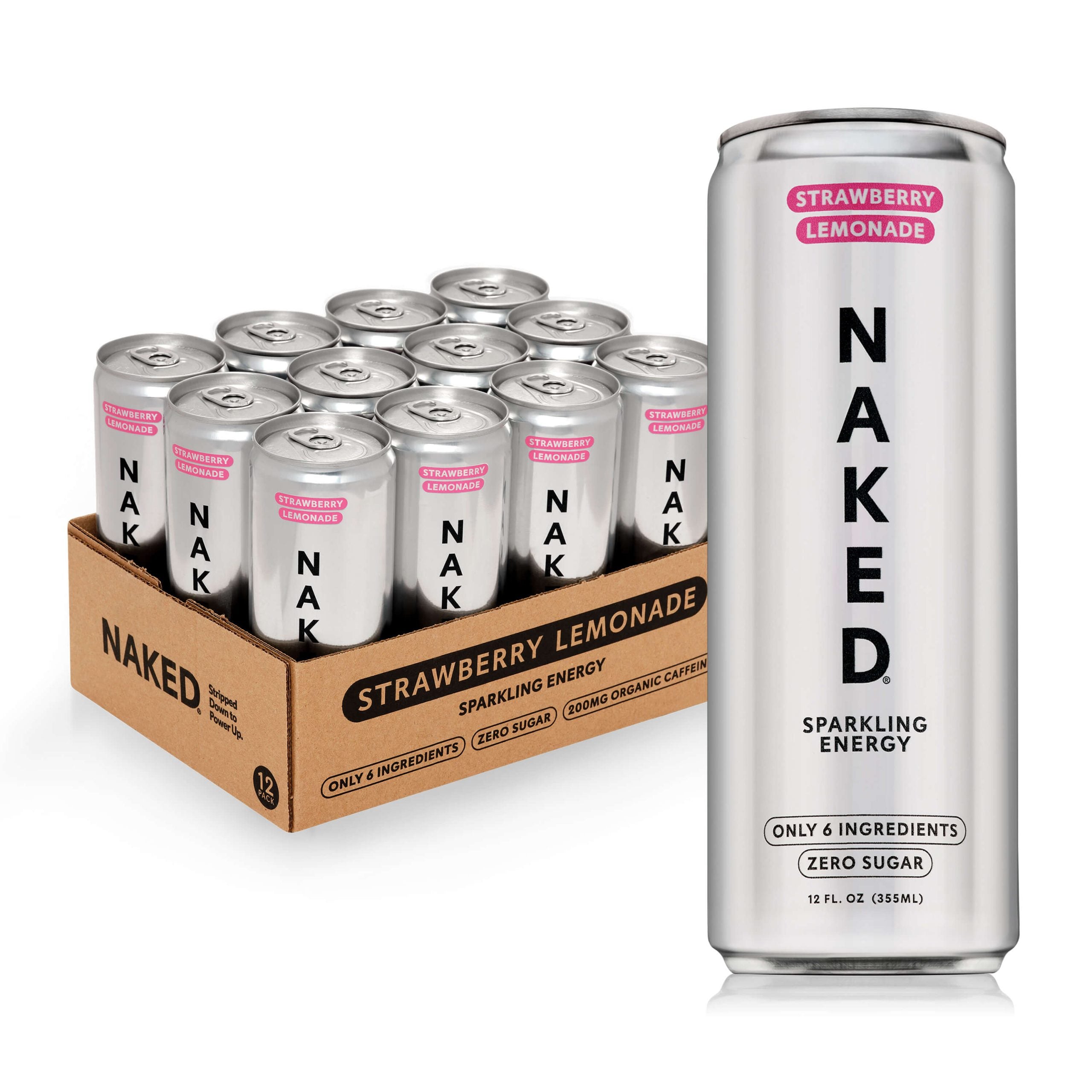 Strawberry Lemonade Naked Sparkling Energy - Strawberry Lemonade, Minimal Ingredient Health Support