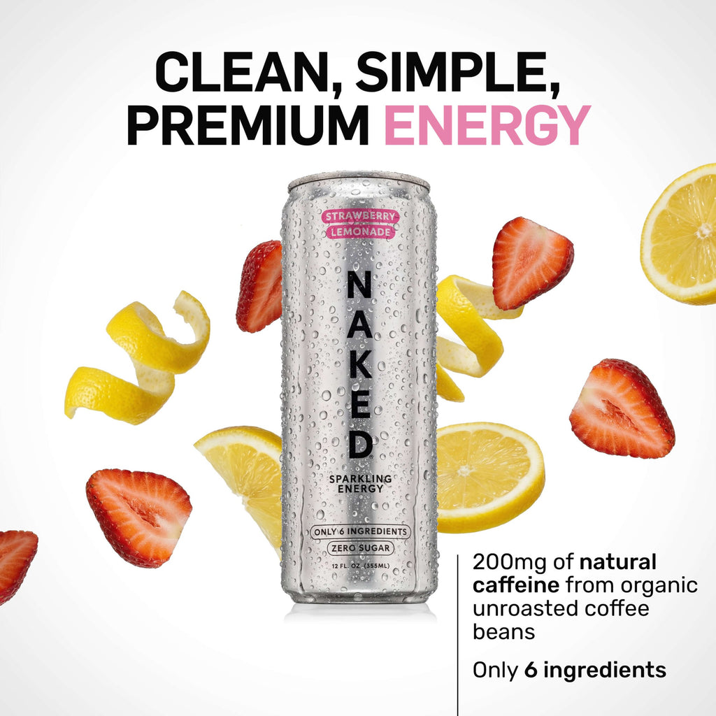 Strawberry Lemonade Naked Sparkling Energy - Strawberry Lemonade, Minimal Ingredient Health Support