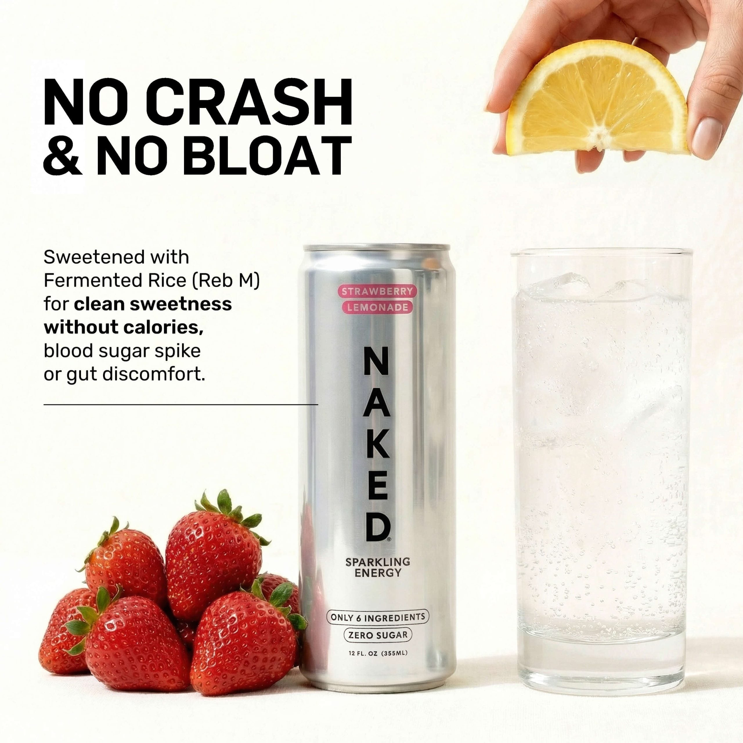 Strawberry Lemonade Naked Sparkling Energy - Strawberry Lemonade, Minimal Ingredient Health Support