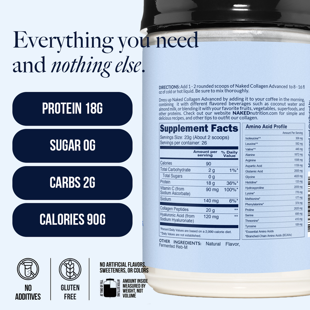 Vanilla Collagen Peptides with Hyaluronic Acid - Vanilla Advanced Collagen Peptides, Clean Collagen Peptide Support