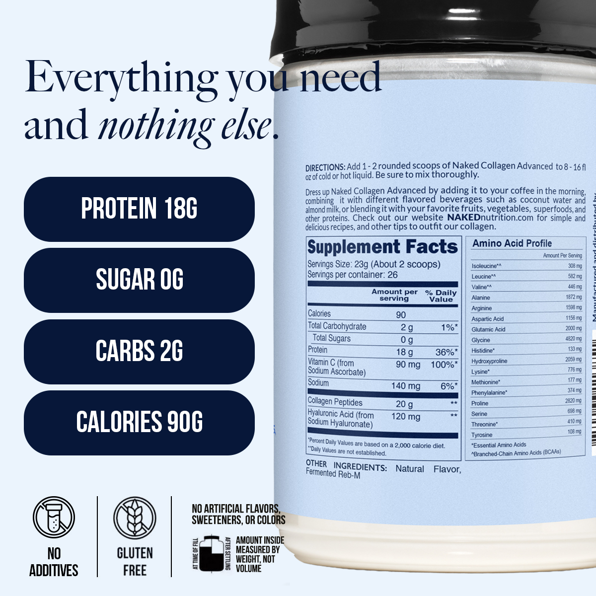Vanilla Collagen Peptides with Hyaluronic Acid - Vanilla Advanced Collagen Peptides, Clean Collagen Peptide Support