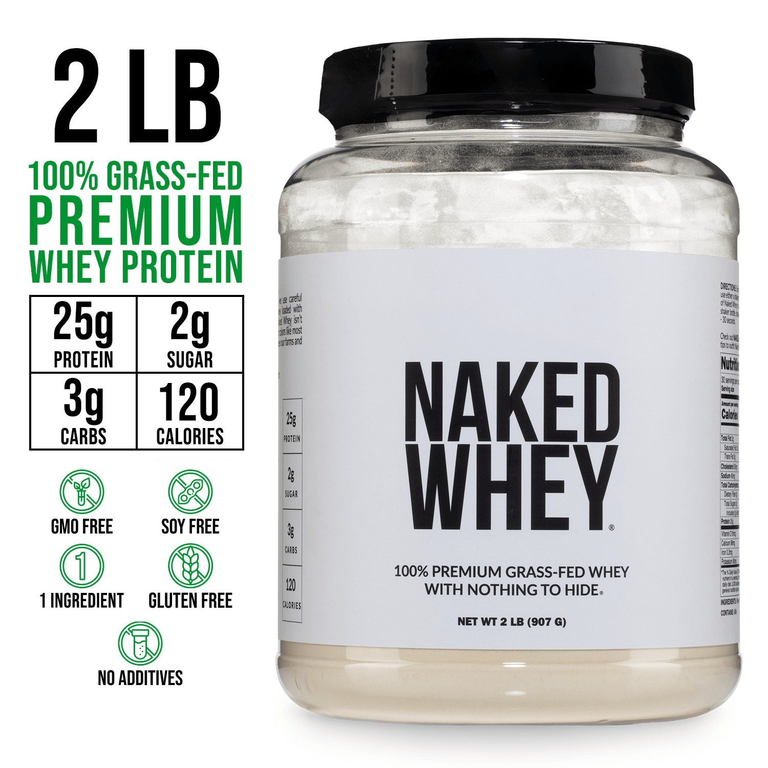 Grass Fed Whey Protein Powder - Unflavored, Pure Protein For Everyday Use