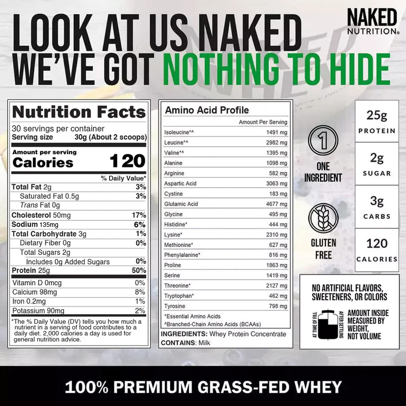 Grass Fed Whey Protein Powder - Unflavored, Pure Protein For Everyday Use