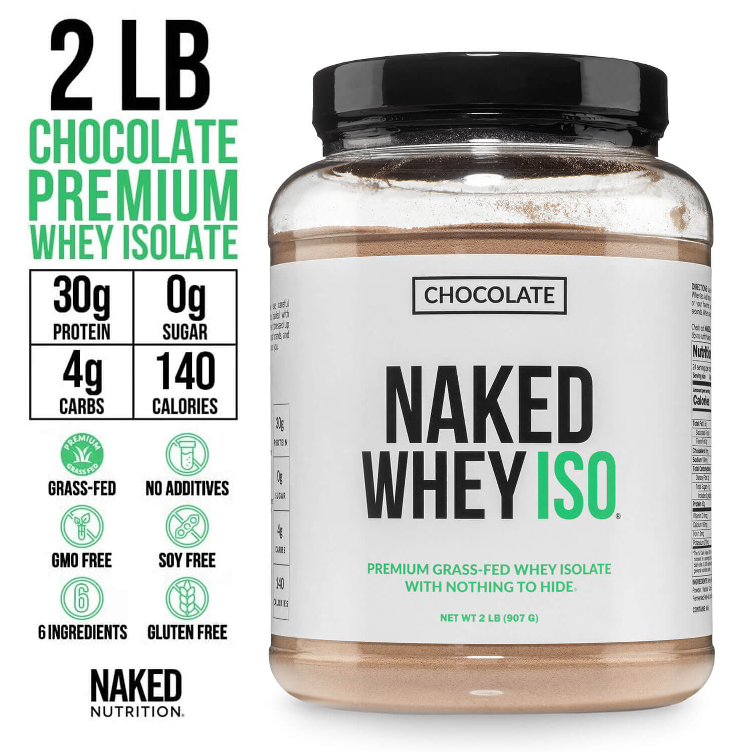 Chocolate Grass-Fed Whey Isolate Protein Powder - Chocolate, Pure Protein For Everyday Use