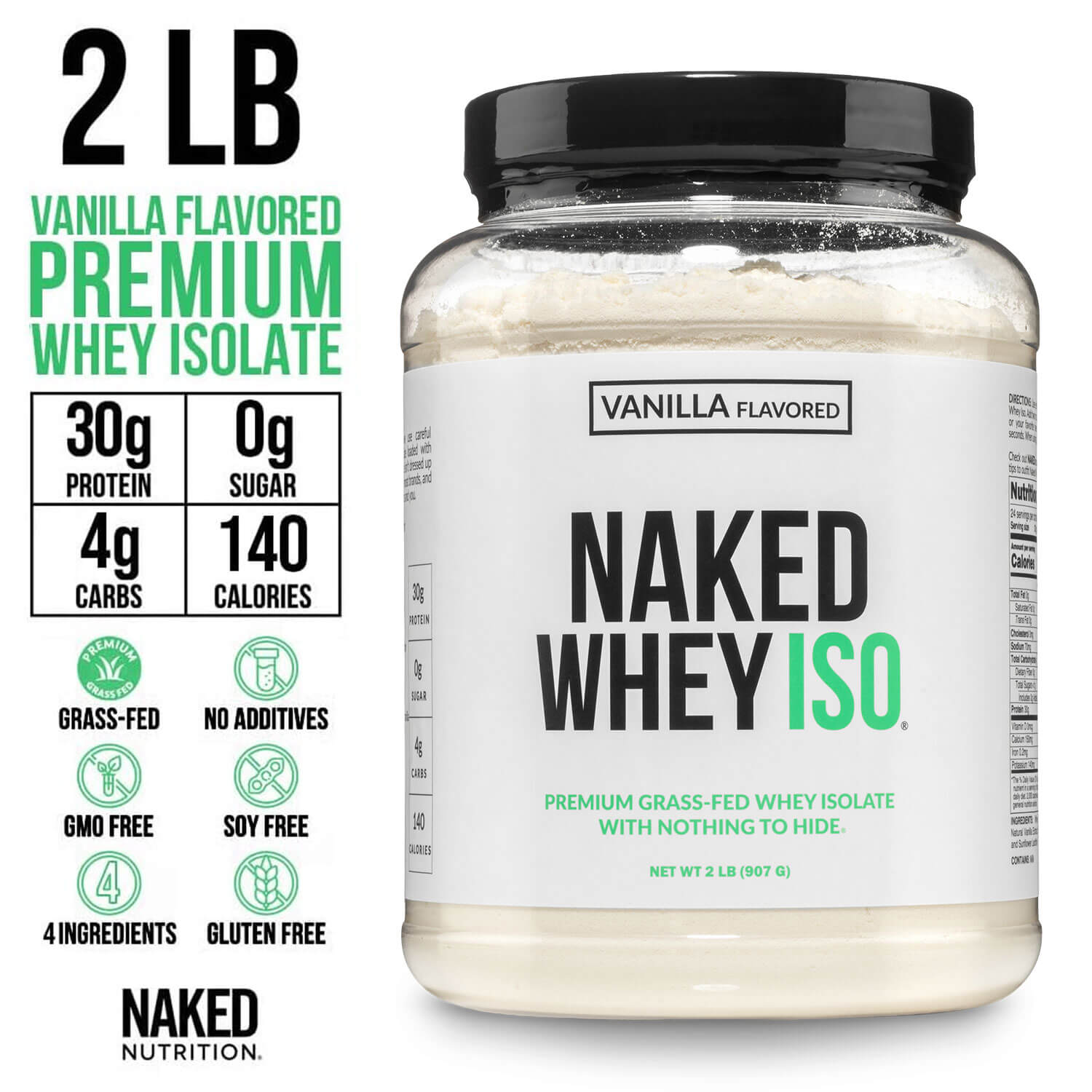 Vanilla Grass-Fed Whey Isolate Protein Powder - Vanilla, Pure Protein For Everyday Use