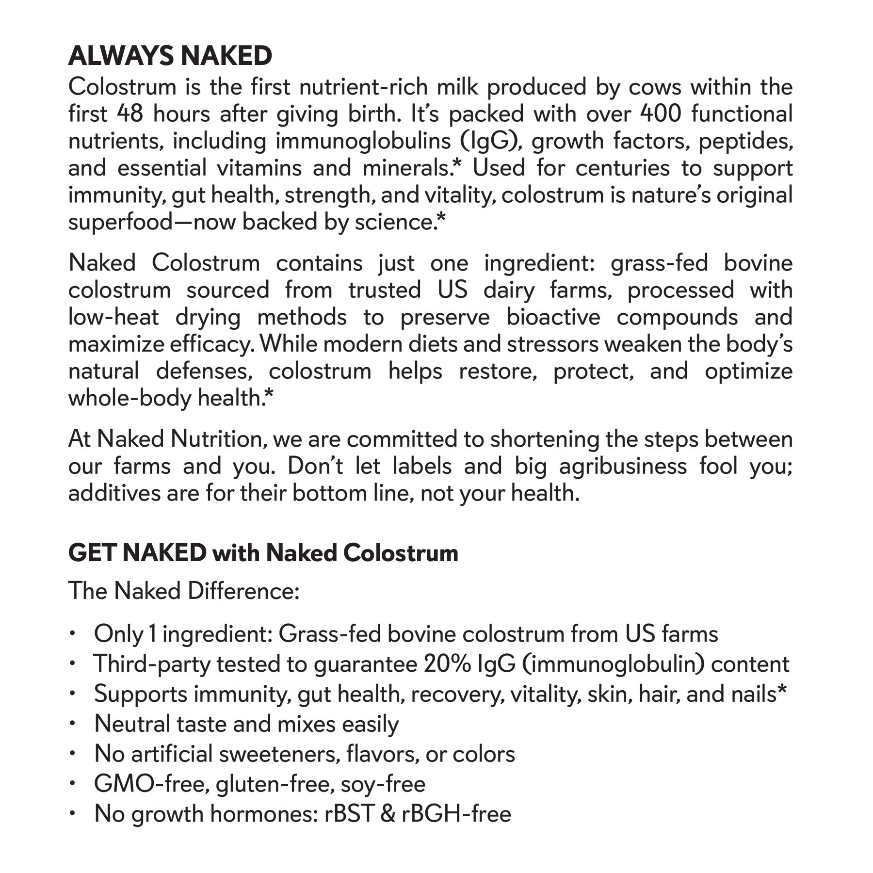 Grass-Fed Colostrum Powder - Colostrum Powder, Easy Mixing Nutrition Support