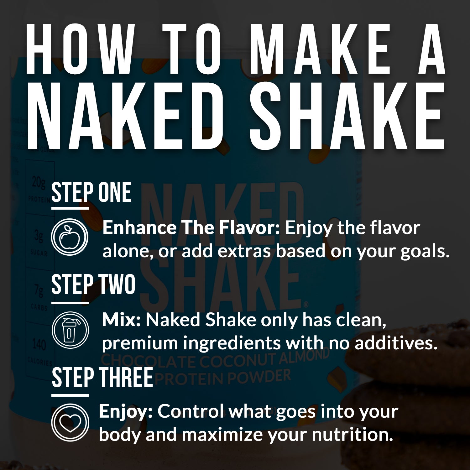 Chocolate Coconut Almond Protein Shake - Chocolate Coconut Almond, Smooth Plant Protein For Shakes