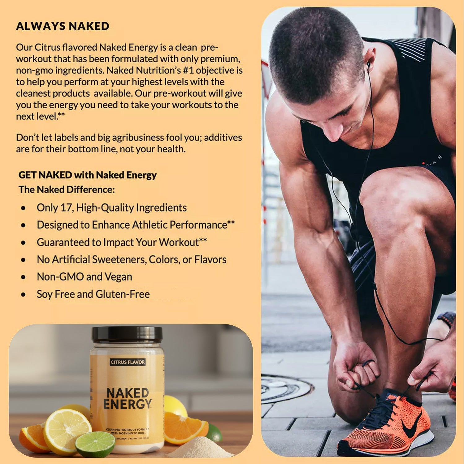 Citrus Pre Workout Supplement - Citrus, Active Performance Support Blend