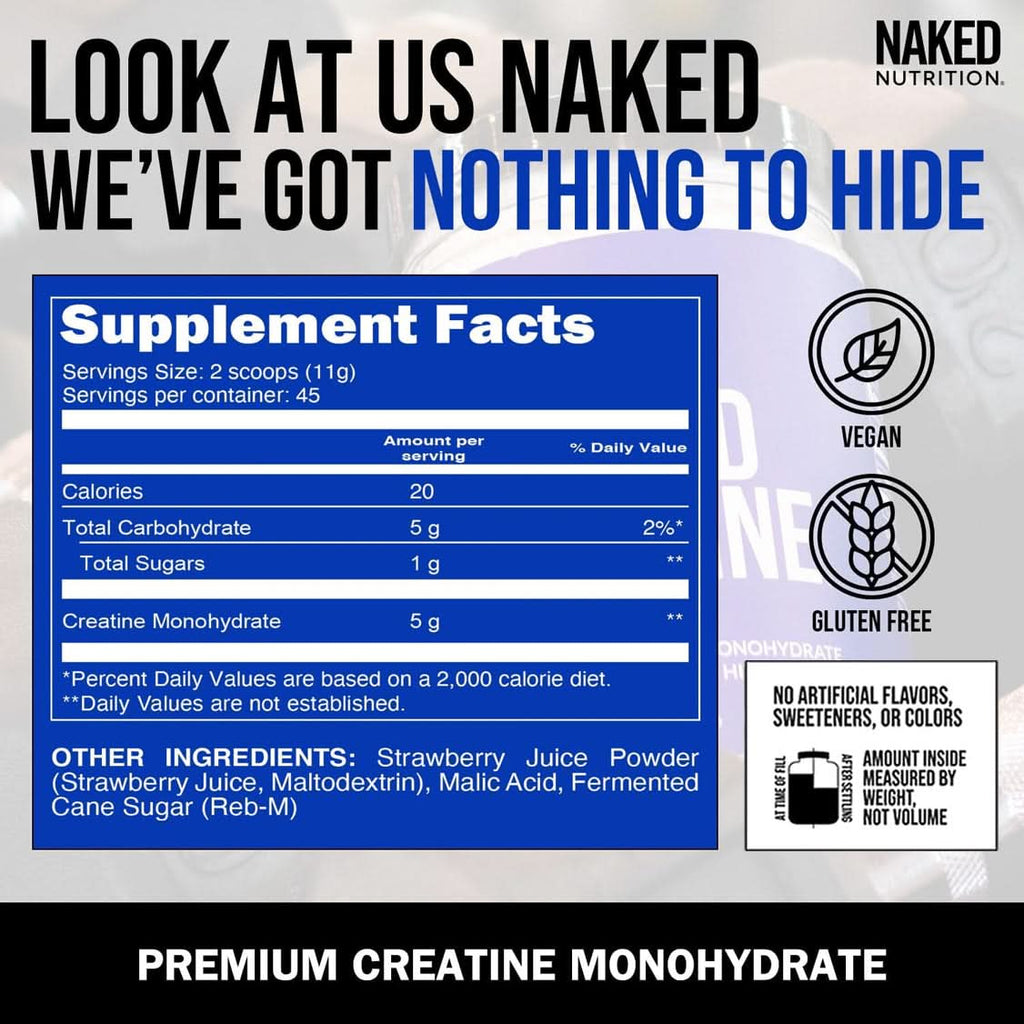 Strawberry Creatine Monohydrate Powder - Strawberry, Simple Performance Training Support