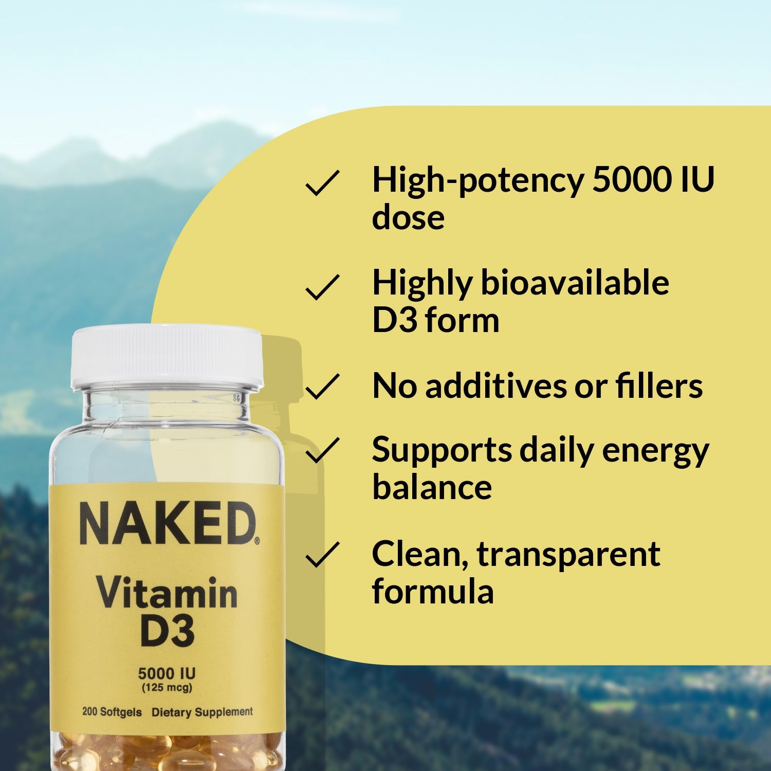 Daily Vitamin D3 Supplement - Vitamin D3, Minimal Ingredient Health Support