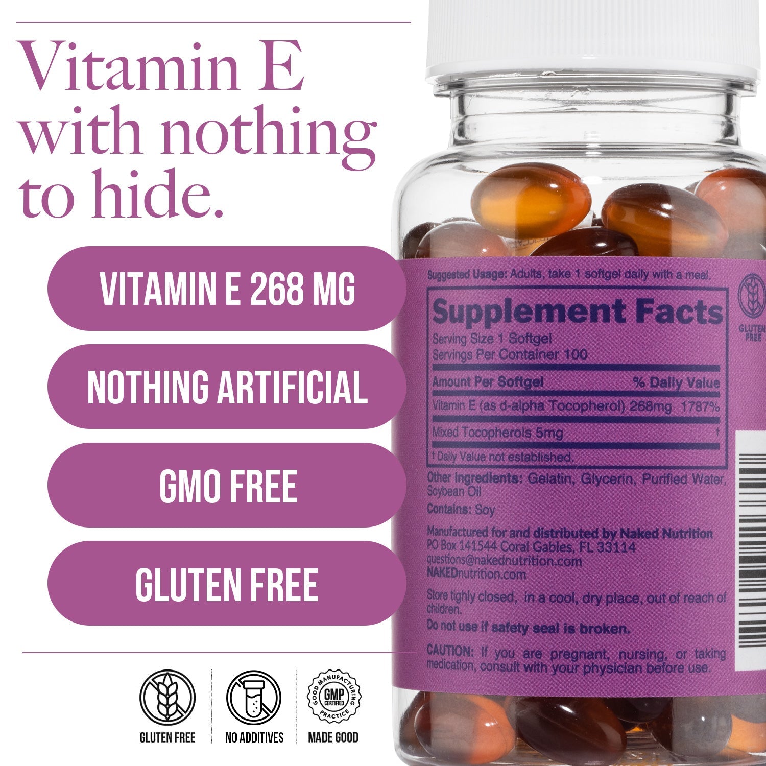 Daily Vitamin E Supplement - Vitamin E, Minimal Ingredient Health Support