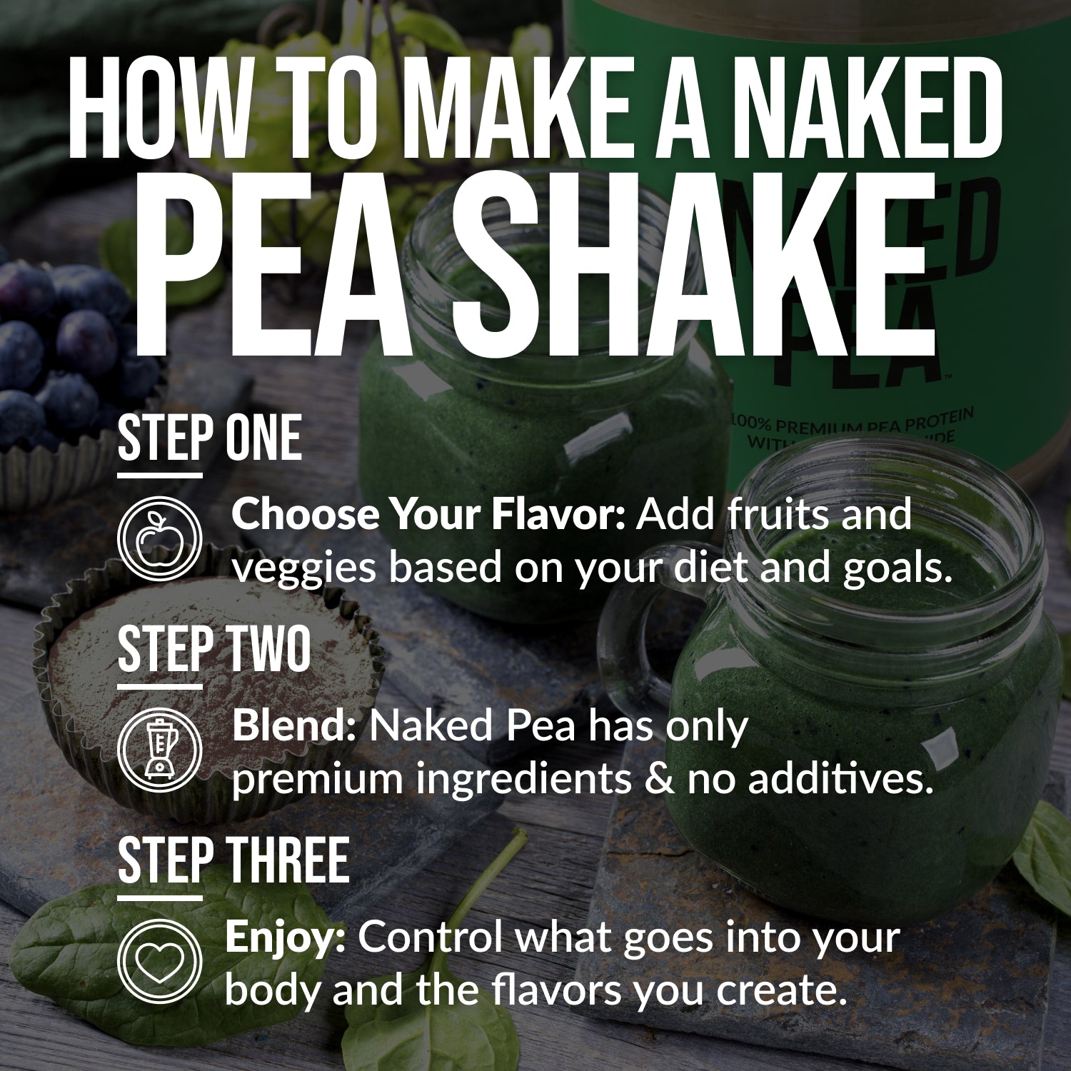 Double Chocolate Pea Protein Powder - Double Chocolate, Smooth Plant Protein For Shakes