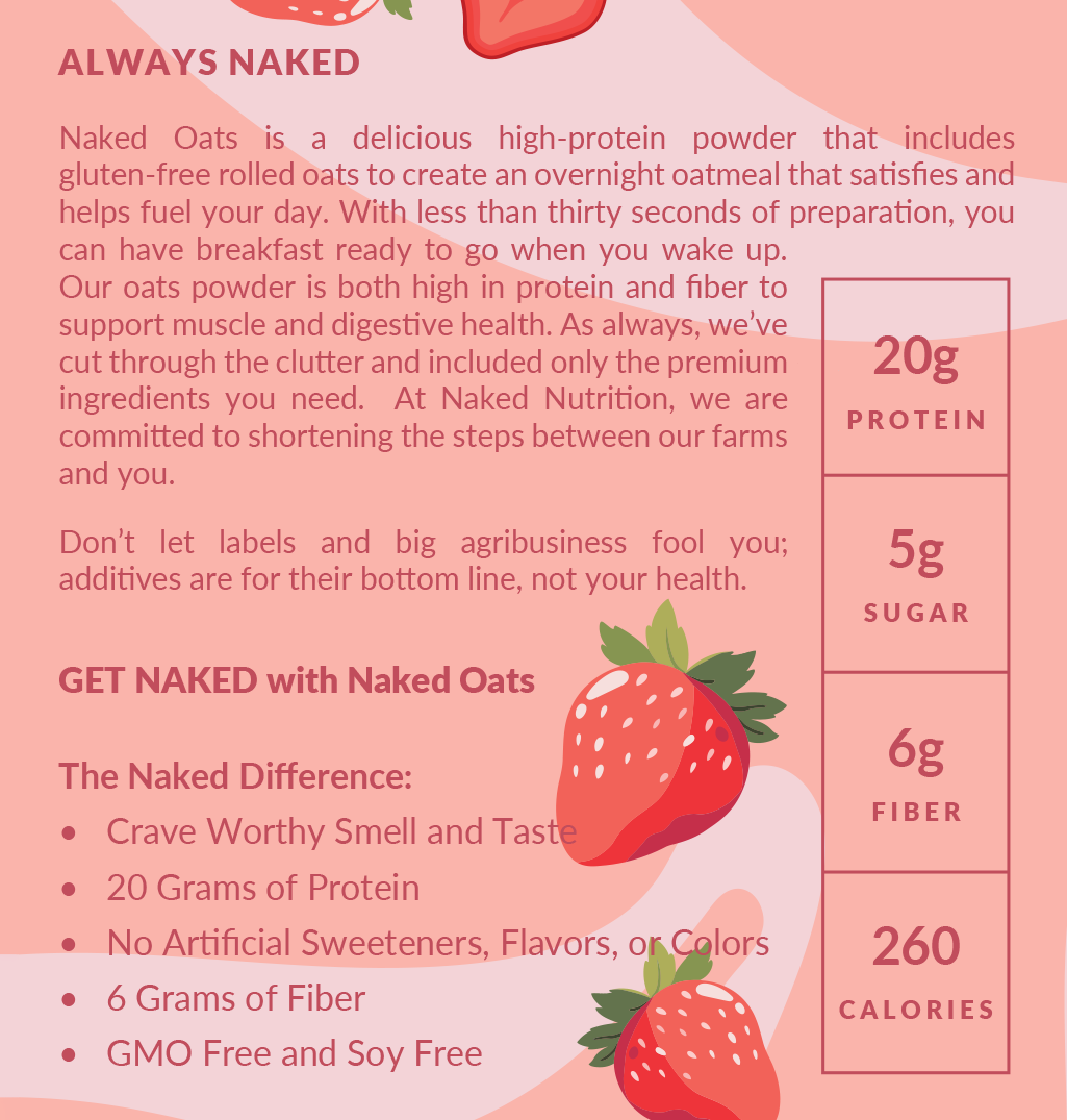 Strawberry Cream Protein Oats - Strawberry Cream, Minimal Ingredient Health Support