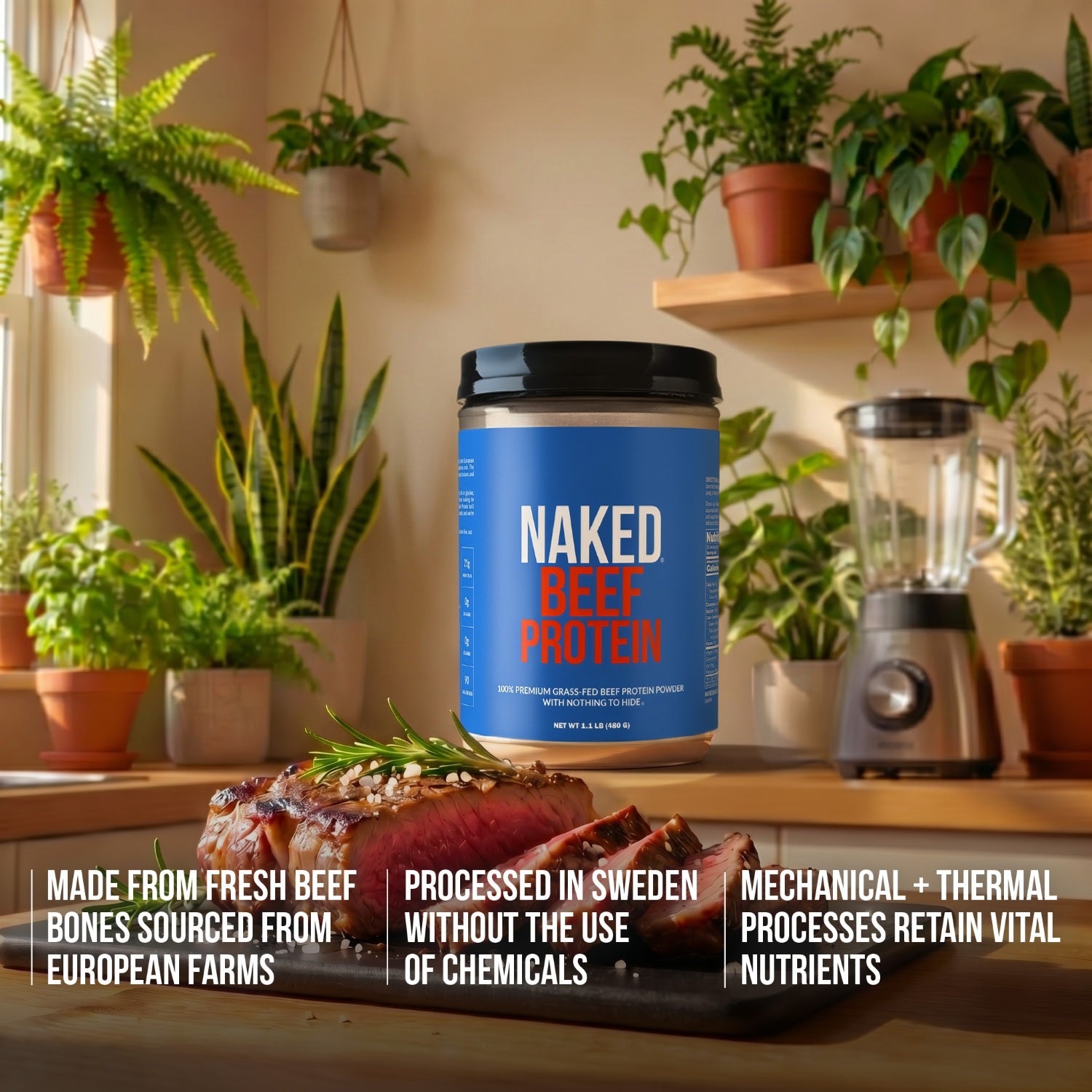 Beef Protein Powder - Unflavored, Easy Mixing Nutrition Support