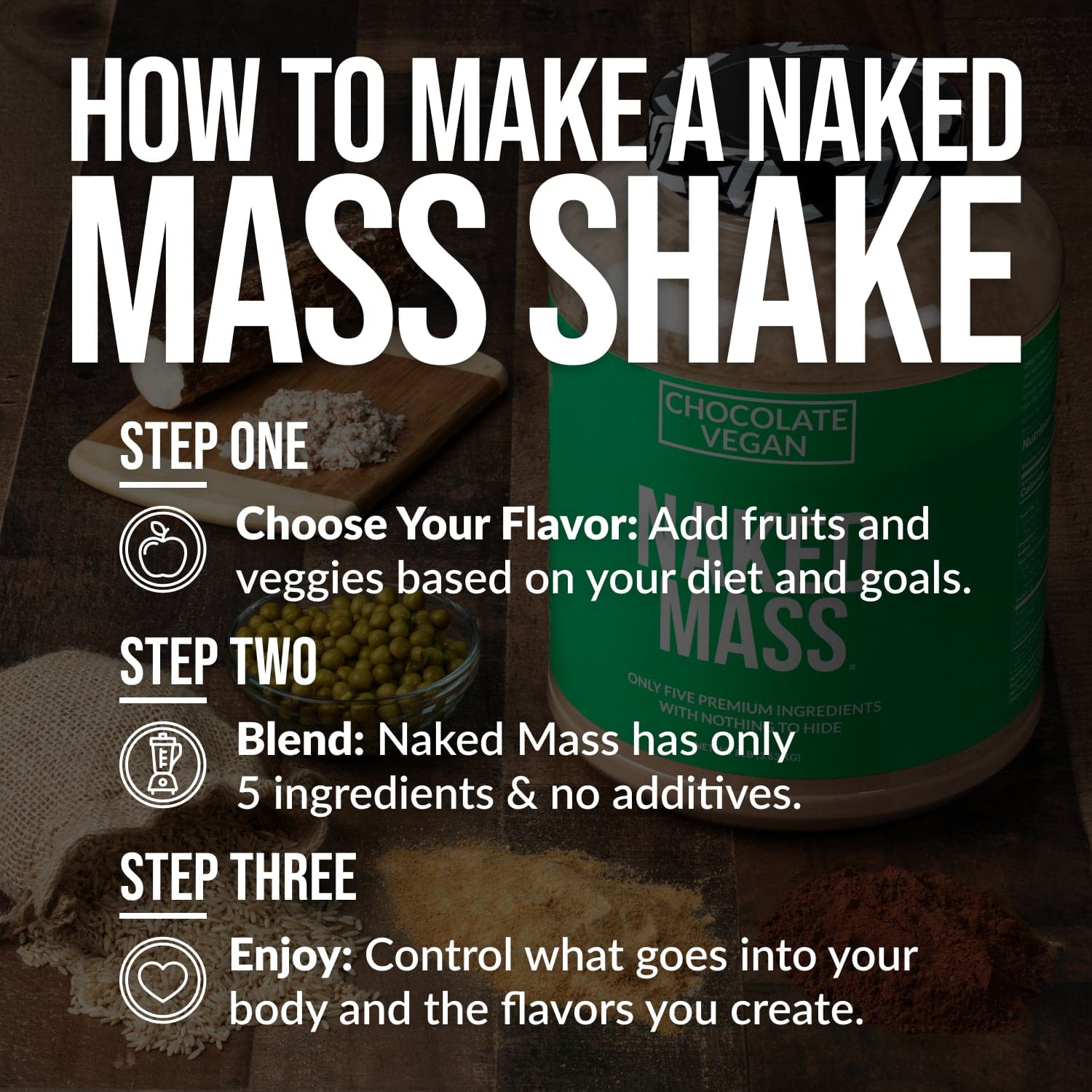 Chocolate Vegan Mass Gainer Supplement - Chocolate (Vegan), Daily Calorie Boost Blend